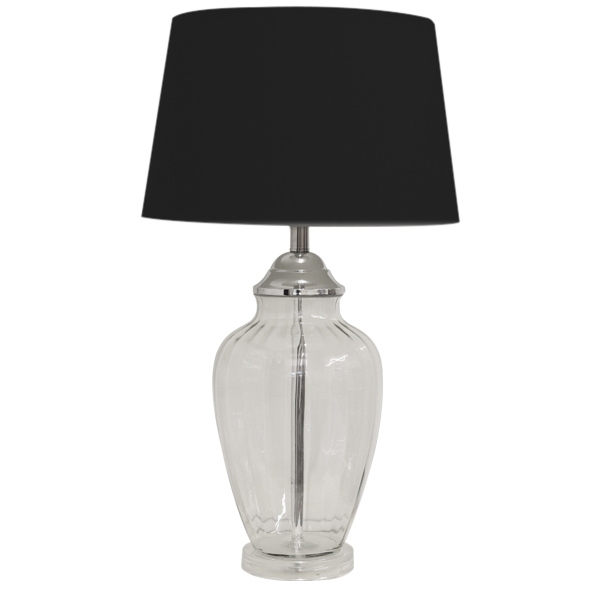 Addison Table Lamp Black Shade, Glass Table Lamp With Black Shade