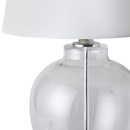 Glass Urn Lamp w White Linen Shade - Image 2