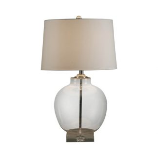 Glass Urn Lamp w White Linen Shade