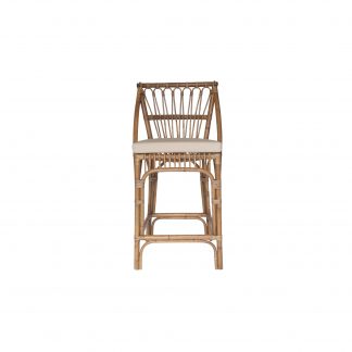 Cayman Rattan Barstool w/Footrest & Cream Cushion