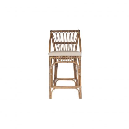 Cayman Rattan Barstool w/Footrest & Cream Cushion