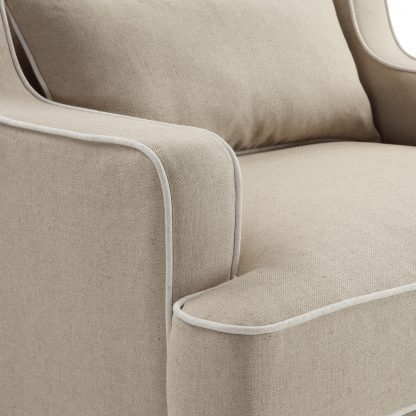 Bondi Armchair Natural/White Piping (Due 18/10/24) - Image 3