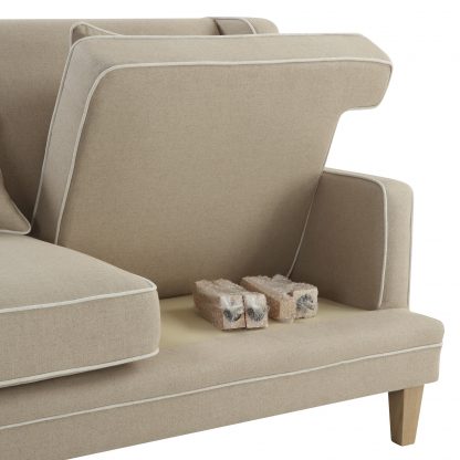 Bondi 2 Seat Sofa Natural and White Piping (Due 06/09/24) - Image 4