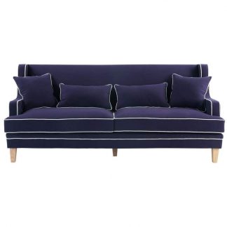 Bondi 3 Seat Sofa Navy and White Piping