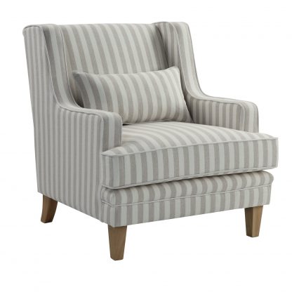 Bondi Armchair Natural Stripe/White Piping - Image 2