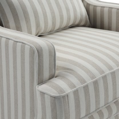 Bondi Armchair Natural Stripe/White Piping - Image 4