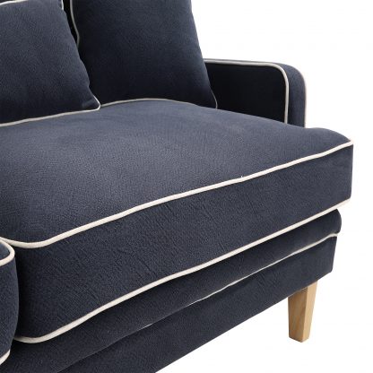 Bondi 3 Seat Sofa Navy and White Piping - Image 3