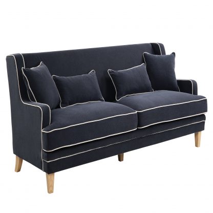 Bondi 3 Seat Sofa Navy and White Piping - Image 2