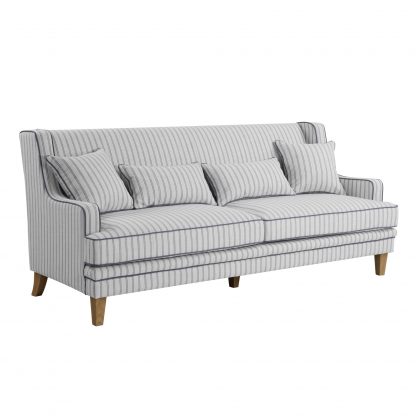 Bondi 3 Seat Sofa Blue and White Pin Stripe - Image 2