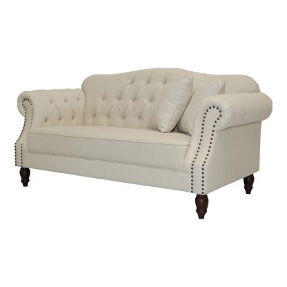 Vaucluse Buttoned 2 Seat Sofa Beige - Image 3