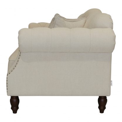 Vaucluse Buttoned 3 Seat Sofa Beige - Image 2