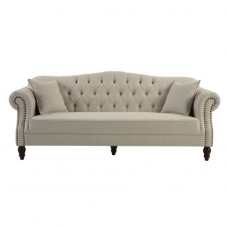 Vaucluse Buttoned 3 Seat Sofa Beige