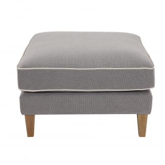 Bondi Ottoman Grey W/White Piping