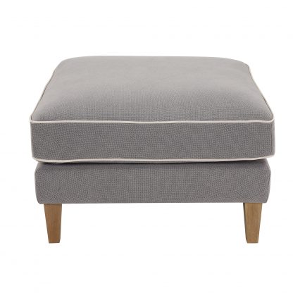 Bondi Ottoman Grey W/White Piping
