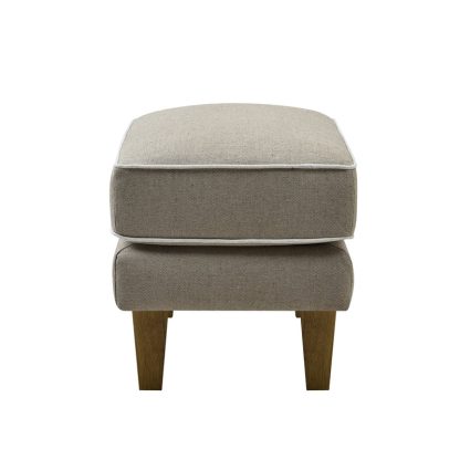 Bondi Ottoman Natural w White Piping - Image 3