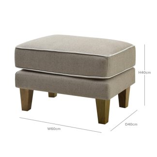 Bondi Ottoman Natural w White Piping