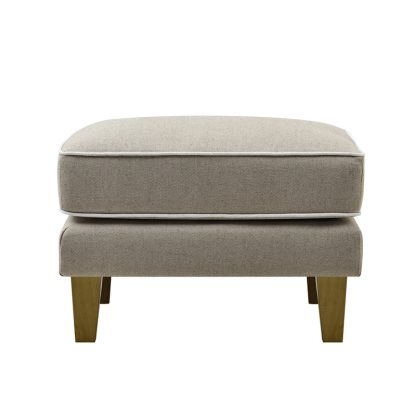 Bondi Ottoman Natural w White Piping - Image 2