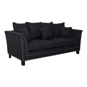 Manhattan 3 Seat Sofa Charcoal w Silver Studs