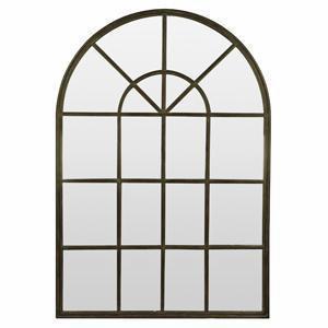 Iron Arch Mirror with Panes Antique Black