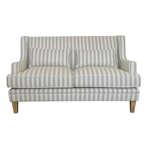 Bondi 2 Seat Sofa Natural Stripe and White Piping (Due 06/09/24)