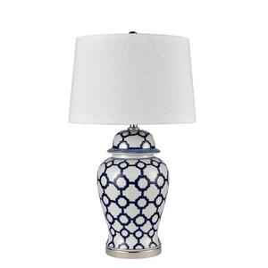 Lucca Blue & White Jar Shaped Lamp with Shade