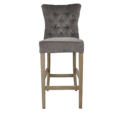 Silver Grey Counter Stool with Buttons