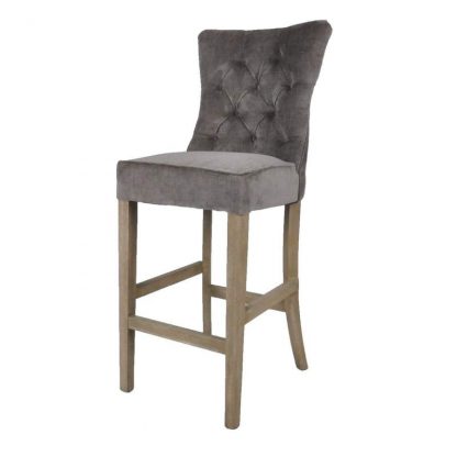 Silver Grey Counter Stool with Buttons - Image 2
