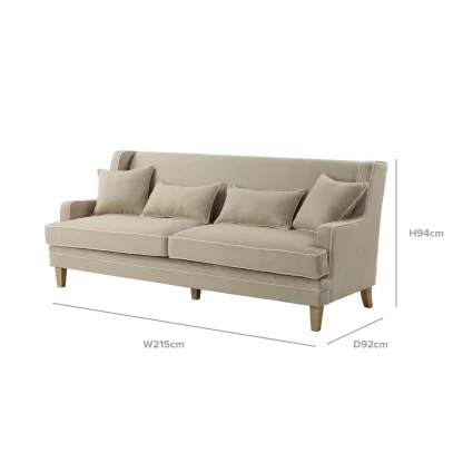 Bondi 3 Seat Sofa Natural w White Piping (Due 06/09/24)) - Image 2