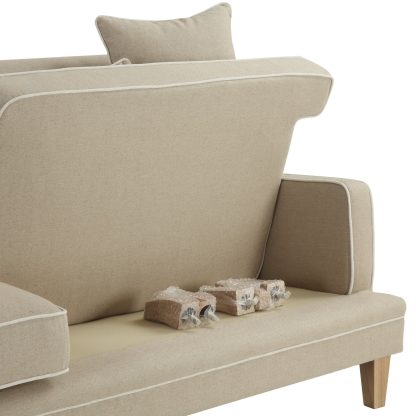 Bondi 3 Seat Sofa Natural w White Piping (Due 06/09/24)) - Image 6
