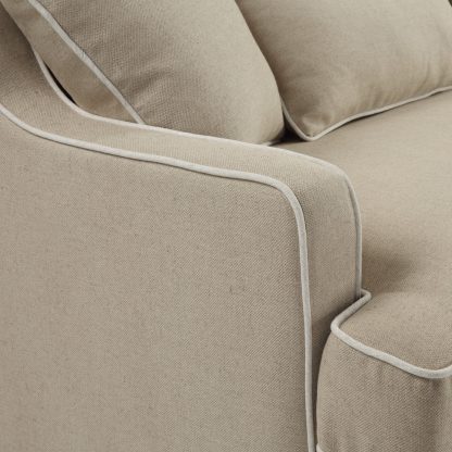 Bondi 3 Seat Sofa Natural w White Piping (Due 06/09/24)) - Image 5
