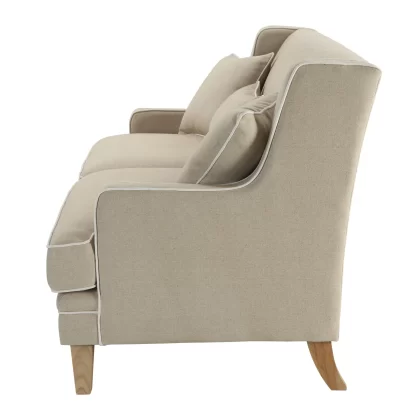 Bondi 3 Seat Sofa Natural w White Piping (Due 06/09/24)) - Image 3