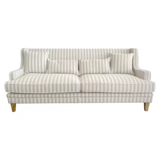 Bondi 3 Seat Sofa Natural Stripe w White Piping (Due 06/09/24)