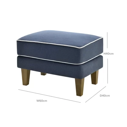 Bondi Ottoman Navy with White Piping - Image 2