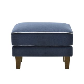 Bondi Ottoman Navy with White Piping